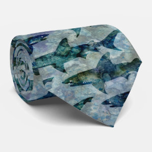 Cravate École des requins dans le bleu aqueux