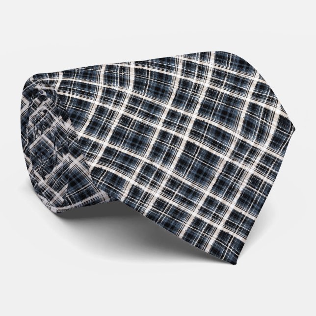 Cravate écossais, noir et blanc, tartan, élégant, classiqu (Roulé)