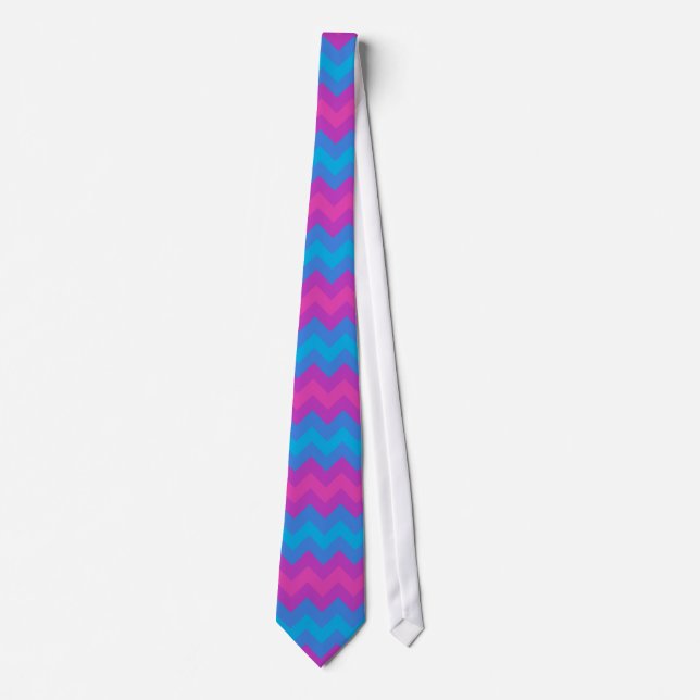 Cravate Écrans chic : Chevrons magenta, violet et bleu (Devant)