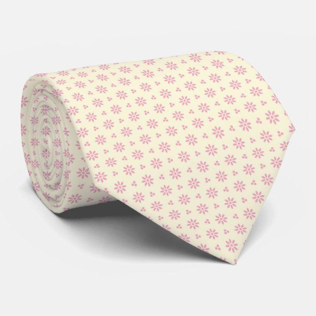 Cravate Ecru Ecru rose et crémeux (Roulé)
