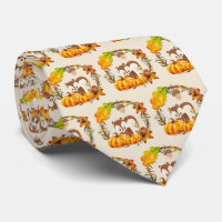 Écureuil et Citrouille Motif de couronne rustique