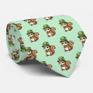 Cravate Écureuil mignon de la Saint-Patrick avec chapeau v