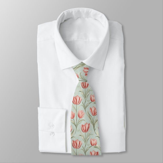 Cravate Edgy Groomsmen Gift Tulip Flower (Attaché)