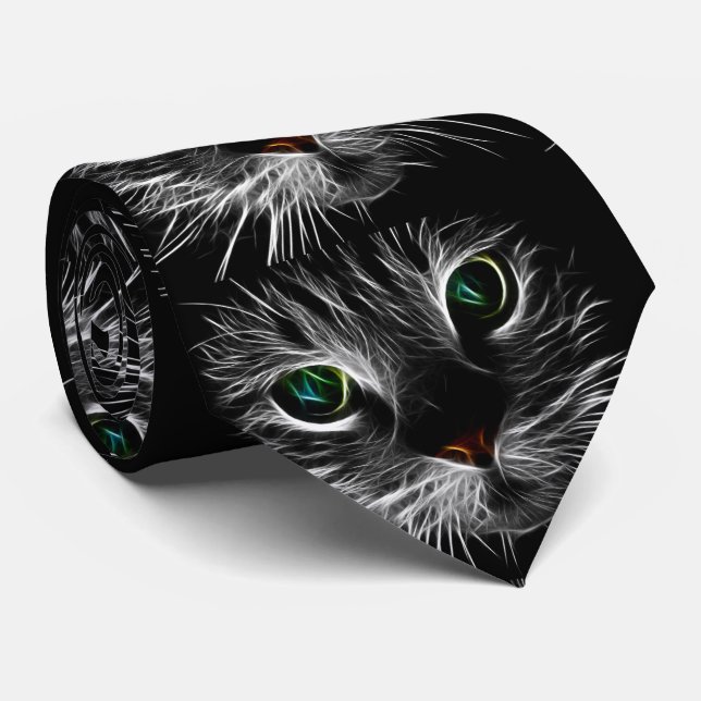 Cravate Éffrayant Chat Feline Soul Spirit Animal (Roulé)