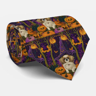 Cravate Éffrayant Pekingese Chien Halloween sorcière et Ci