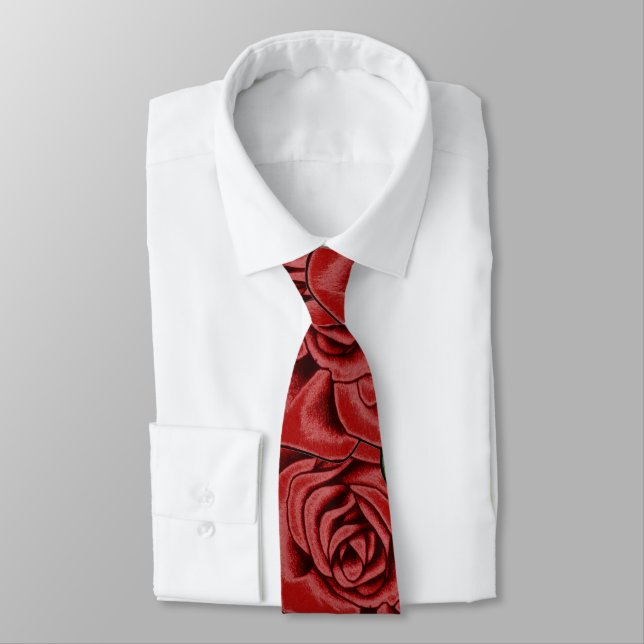 Cravate Élégance de la rose rouge (Attaché)