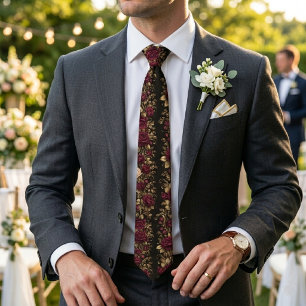 Cravate Élégance de rose baroque cramoisie