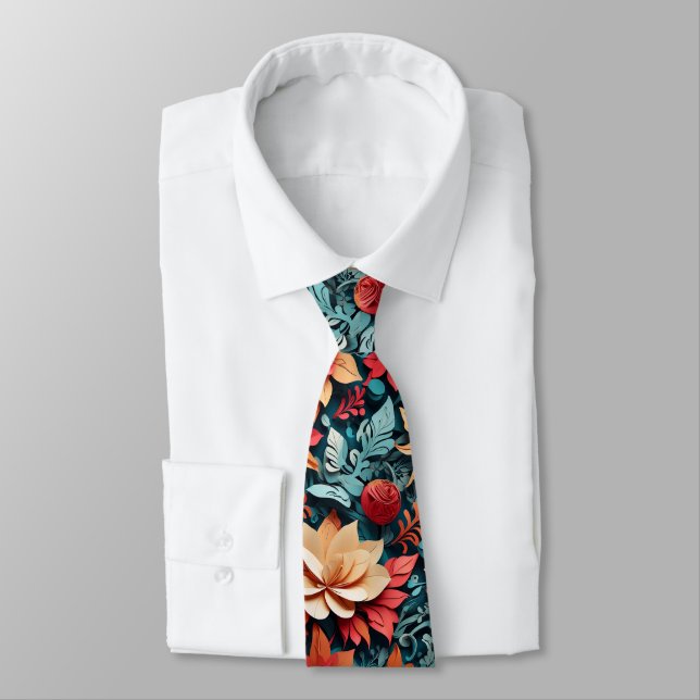 Cravate Élégance Florale Festive d'Hiver (Attaché)