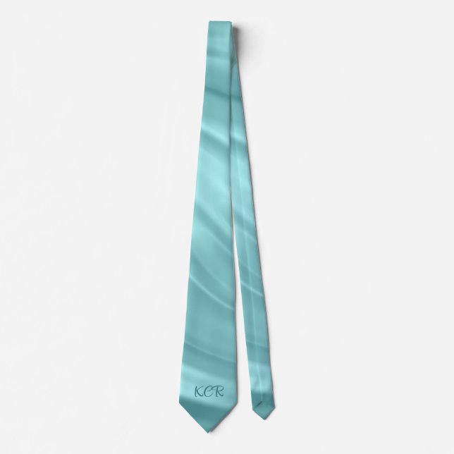 Cravate Elégant Aqua Blue Swirl Motif Monogrammes Initiale (Devant)