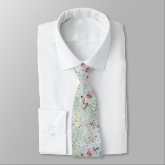 Cravate Elégant Aqua Floral Mariage Necktie