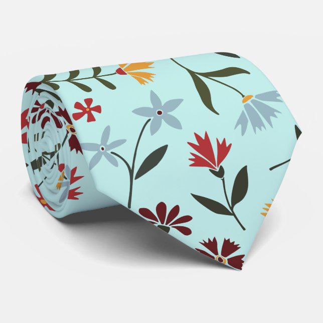 Cravate Elégant aquarelle vert clair motif floral (Roulé)