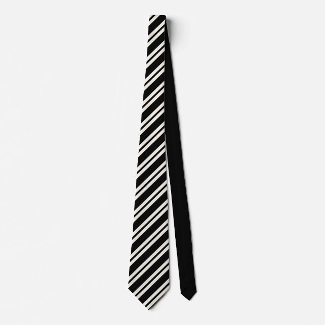Cravate Elegant black &white stripes groomsmen wedding (Devant)