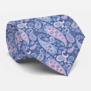 Cravate Elégant bleu et rose floral Paisley