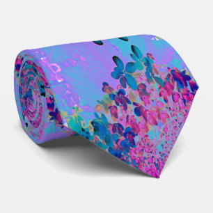 Cravate Élégant bleu foncé et lumière magenta Hydrangea