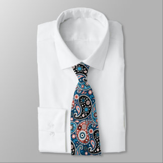 Cravate Elegant Blue and Red Persian Paisley Print