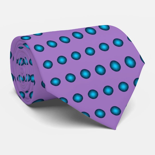 Cravate Elégant Blue Polka Dot w. Arrière - plan Lavender (Roulé)