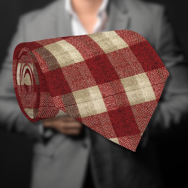 Cravate Elegant Burgundy Ivory Rust Red Plaid Pattern (Créateur téléchargé)