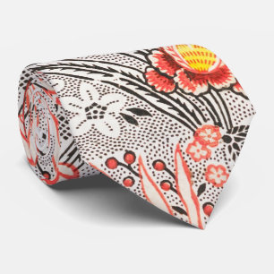 Cravate Elégant cachemire Floral motif Gris et rose