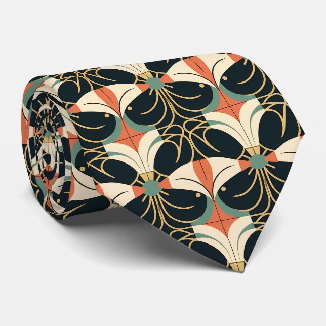 Cravate Élégant carrelage motif art déco (Roulé)