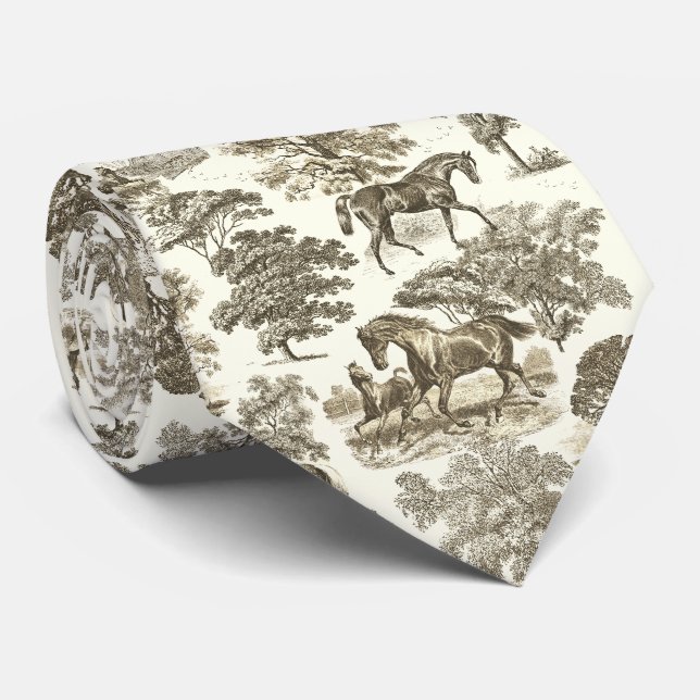 Cravate Elégant cheval Vintage Vintage Country Toile (Roulé)