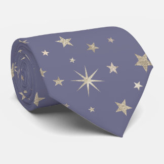 Cravate Élégant Chic Pastel Purple Argent Étoiles Monogram