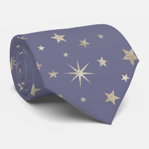 Cravate   Elegant Chic Pastel Purple Silver Stars Monogram