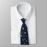 Cravate Élégant Classy Argent Stars Marine Blue Monogramme<br><div class="desc">Elégant et festif motif étoilé pour toute occasion !</div>