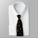 Cravate Élégant Classy Custom Monogram Black and Gold Star<br><div class="desc">Elégant et festif motif étoilé pour toute occasion !</div>
