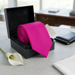 Cravate Élégant col slim rose chaud pour hommes ou femmes