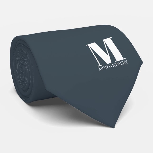 Cravate Élégant Collet de Mariage Monogramme + Nom (Roulé)