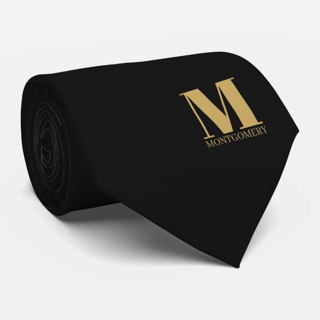 Cravate Élégant Collet de Mariage Monogramme + Nom (Roulé)