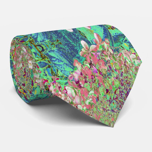 Cravate Élégant Corail et Chartreuse Limelight Hydrangea (Roulé)