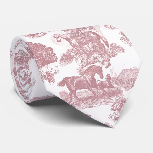Cravate Élégant élégant Chic Cheval Rose Toile (Roulé)