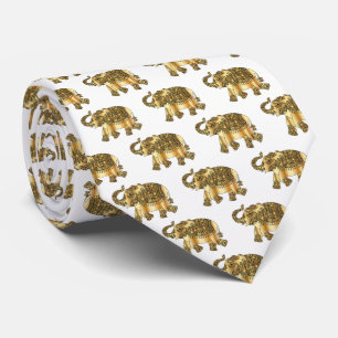 Cravate Élégant, éléphant doré, paisley