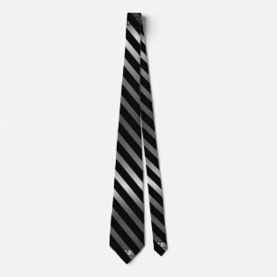 Cravate Elégant Faux Silver Shimmer et Black Stripes