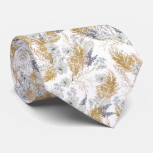 Cravate Élégant floral aquarelle lavande et pampas