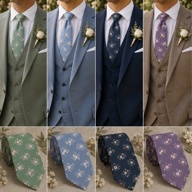 Cravate Élégant floral ditsy bleu foncé (Créateur téléchargé)