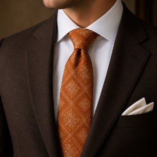 Cravate Élégant floral géométrique orange brûlé