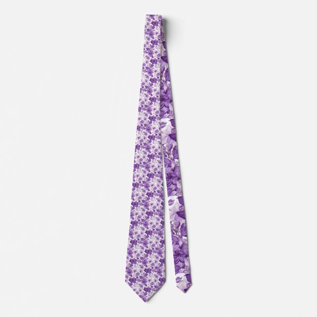 Cravate Elegant floral pattern in purple tones (Devant)