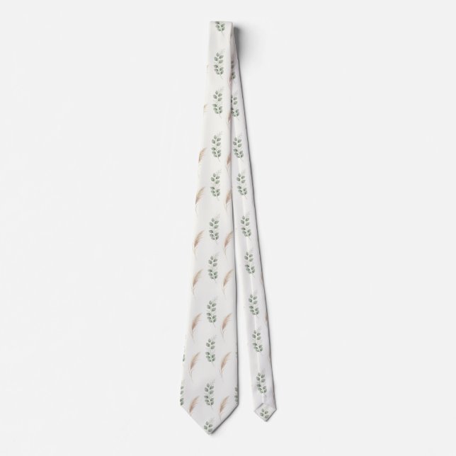 Cravate Élégant floral séché neutre  (Devant)