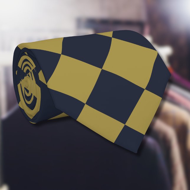 Cravate Elegant Gold & Navy Motif Diamant Bleu (Créateur téléchargé)