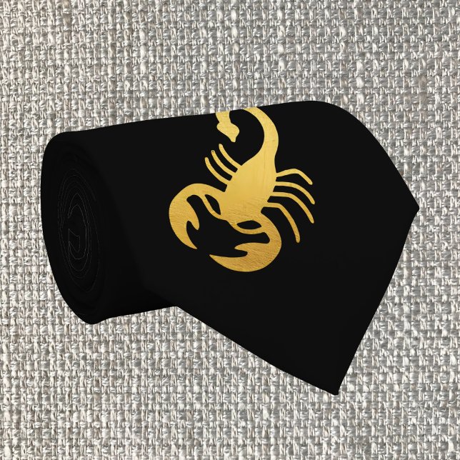 Cravate Elégant Golden - Black Scorpio Zodiac (Créateur téléchargé)