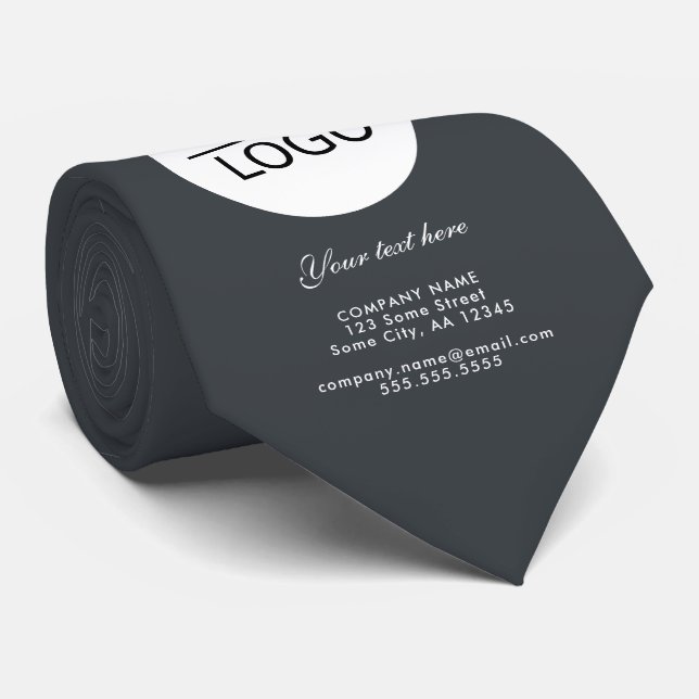 Cravate Elegant Grey Ajouter votre logo Promotion de texte (Roulé)