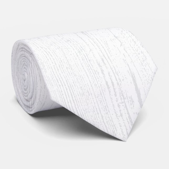 Cravate Élégant Gris De Bois Blanc Et Gris (Roulé)