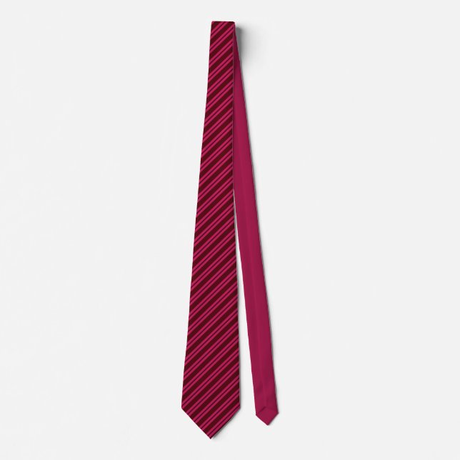 Cravate Elegant hot pink &maroon stripes groomsmen wedding (Devant)