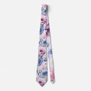 Cravate Élégant jardin floral de fleurs bleues lavande bla