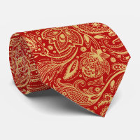 Elégant Lumière Or & Rouge Vintage Paisley