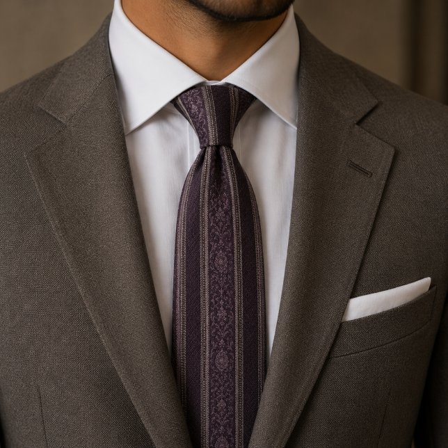 Cravate Élégant Luxe Vintage Plum Pourpre Profond  (Créateur téléchargé)