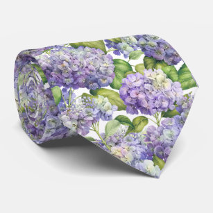 Cravate Élégant Mariage à motifs floraux d'Hydrangée viole