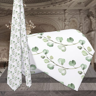 Cravate Élégant mariage eucalyptus verdure & blanc